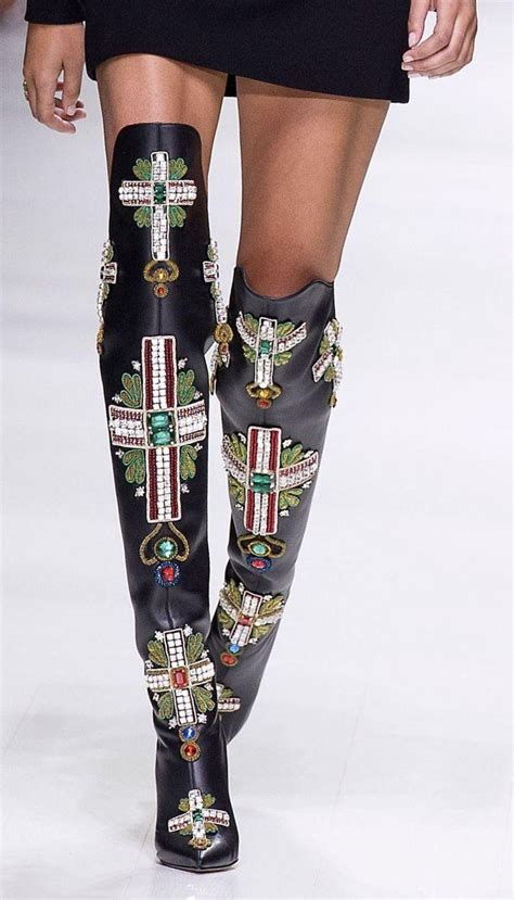 versace thigh high cross boots|Versace boots.